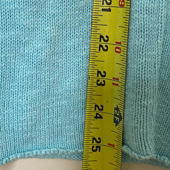 Anthropologie Willow Knit Top Size L Aqua Blue Short Sleeve Button Front USA - Picture 10 of 10
